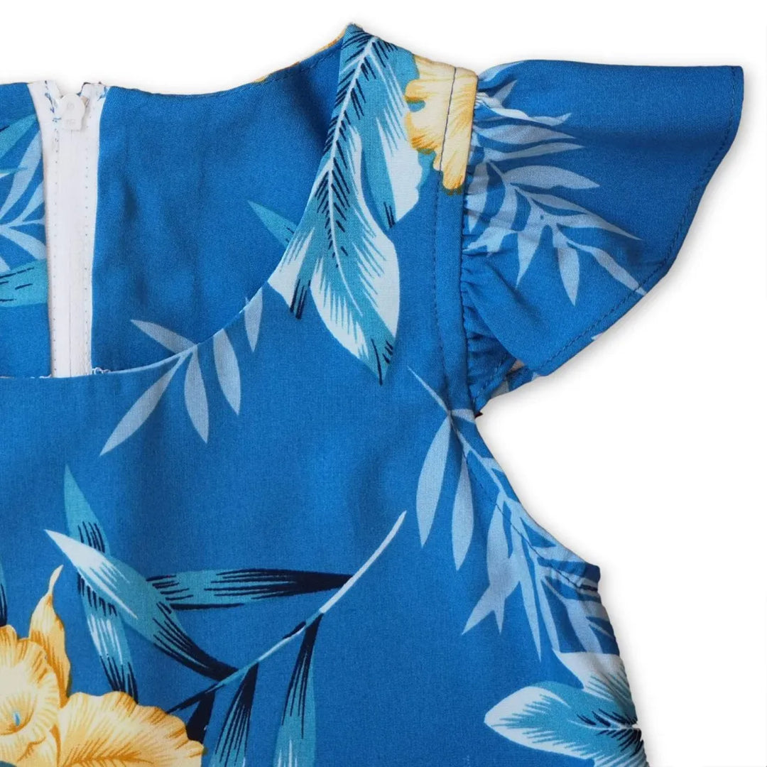 Midnight Blue Hawaiian Girl Rayon Dress - Made in Hawaii