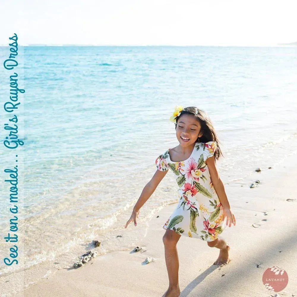 Midnight Blue Hawaiian Girl Rayon Dress for Summer 4 / Blue