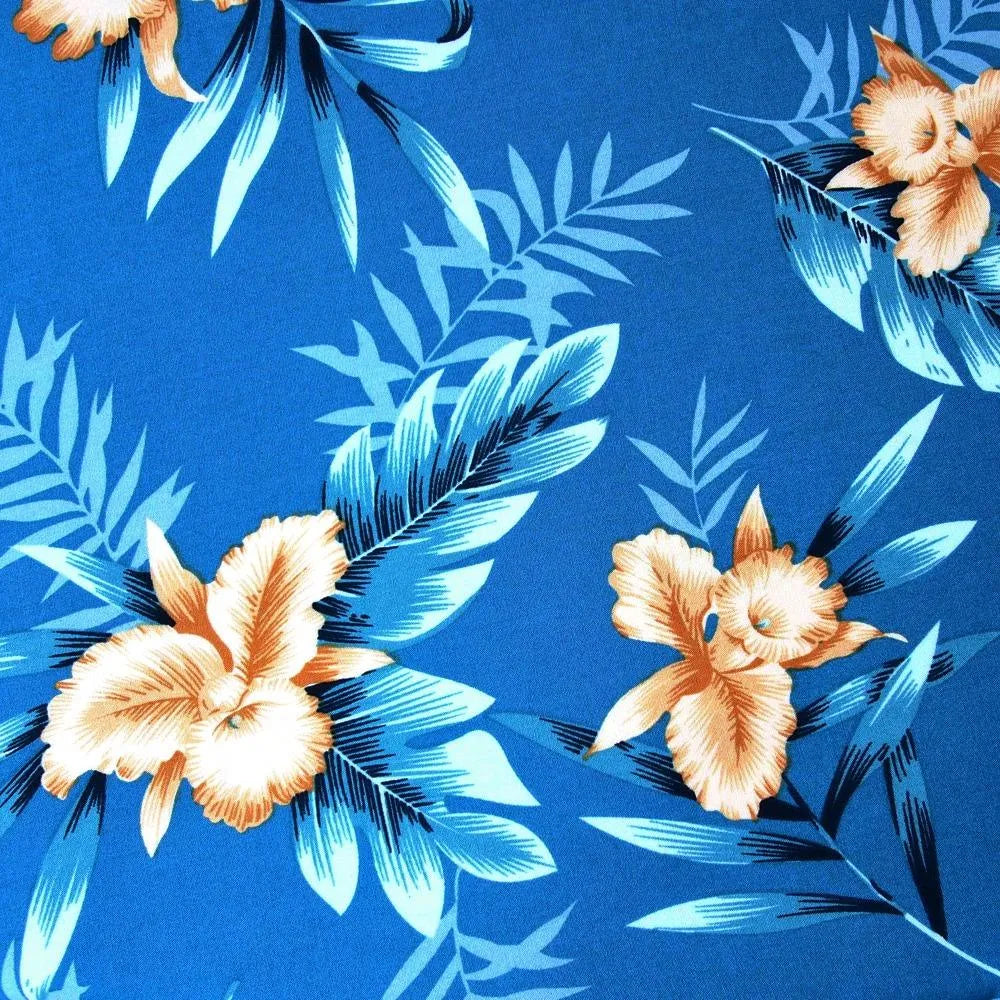 Midnight Blue Hawaiian Rayon Fabric by the Yard - Made in Hawaii