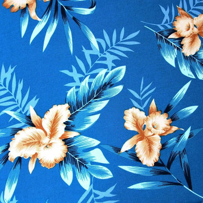 Midnight Blue Hawaiian Rayon Fabric By The Yard - Made In Hawaii