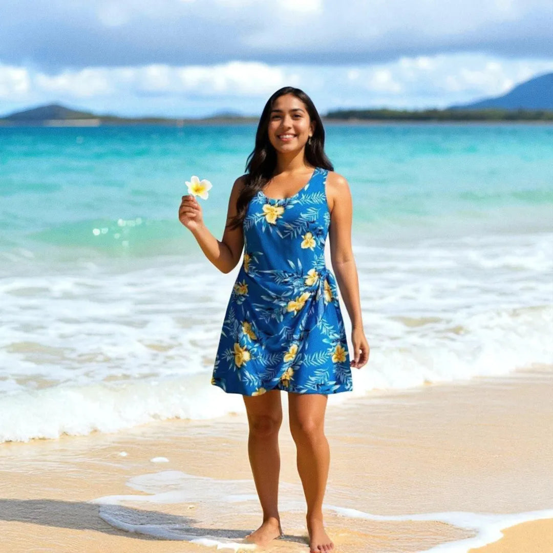 Midnight Blue Honi Hawaiian Dress - Made in Hawaii