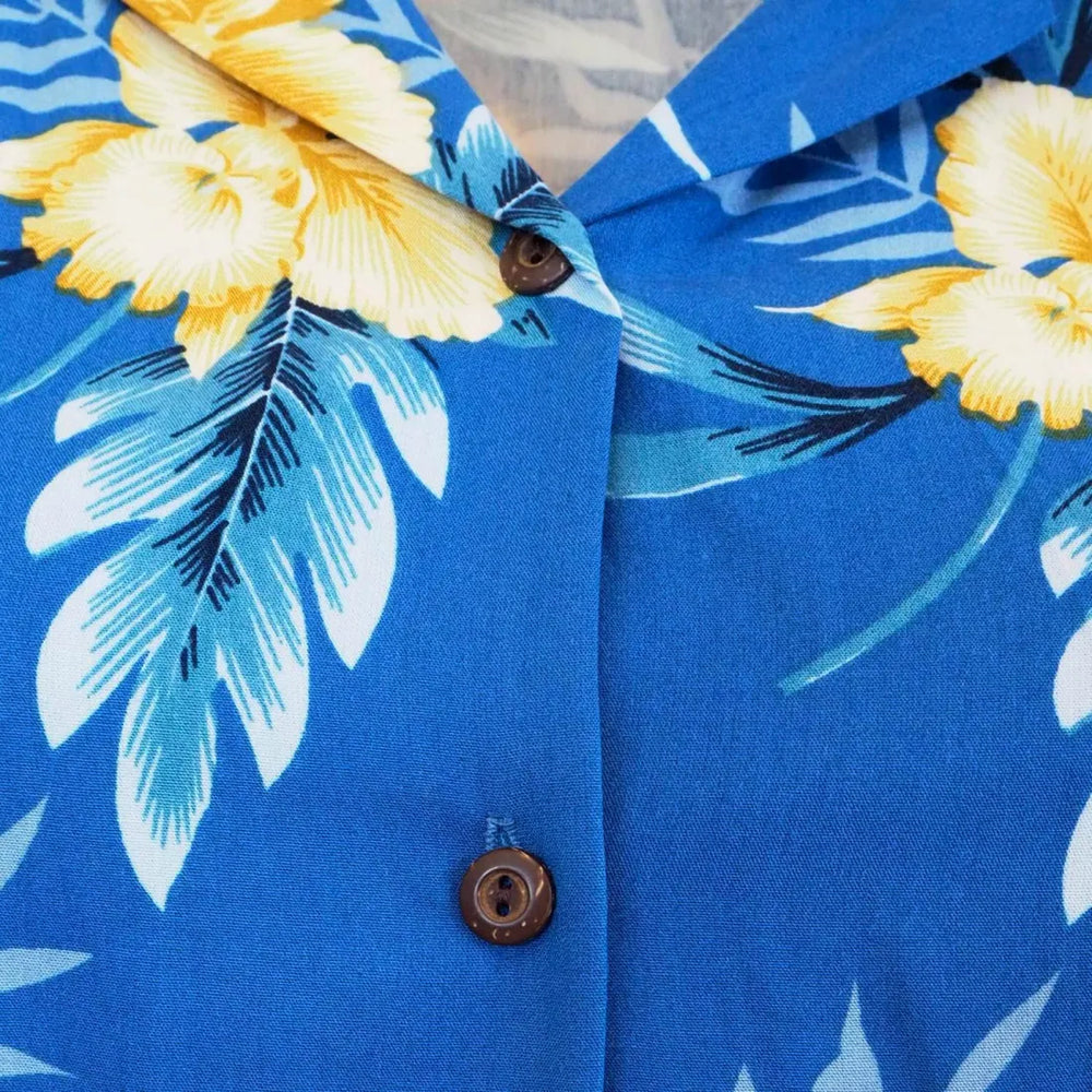 Midnight Blue Lady’s Hawaiian Sleeveless Blouse - Made in Hawaii