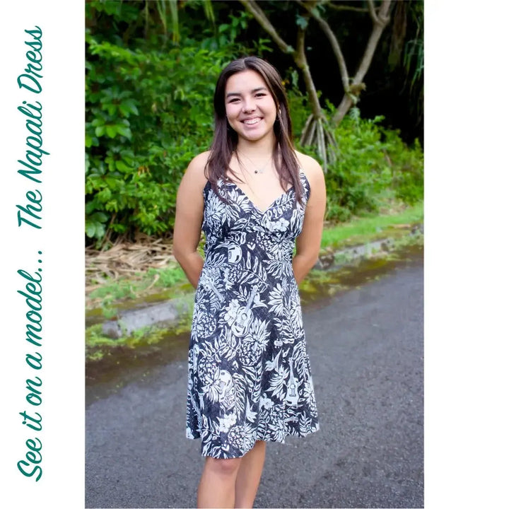 Midnight Blue Napali Hawaiian Halter Dress Made in Hawaii