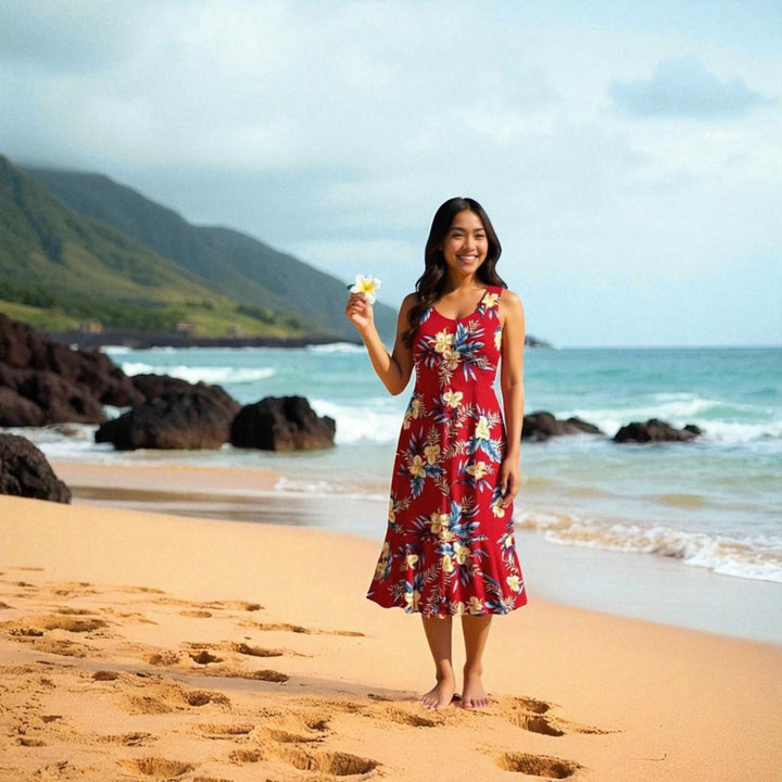 Midnight Maroon Hana Aloha Hawaiian Dress Made in Hawaii