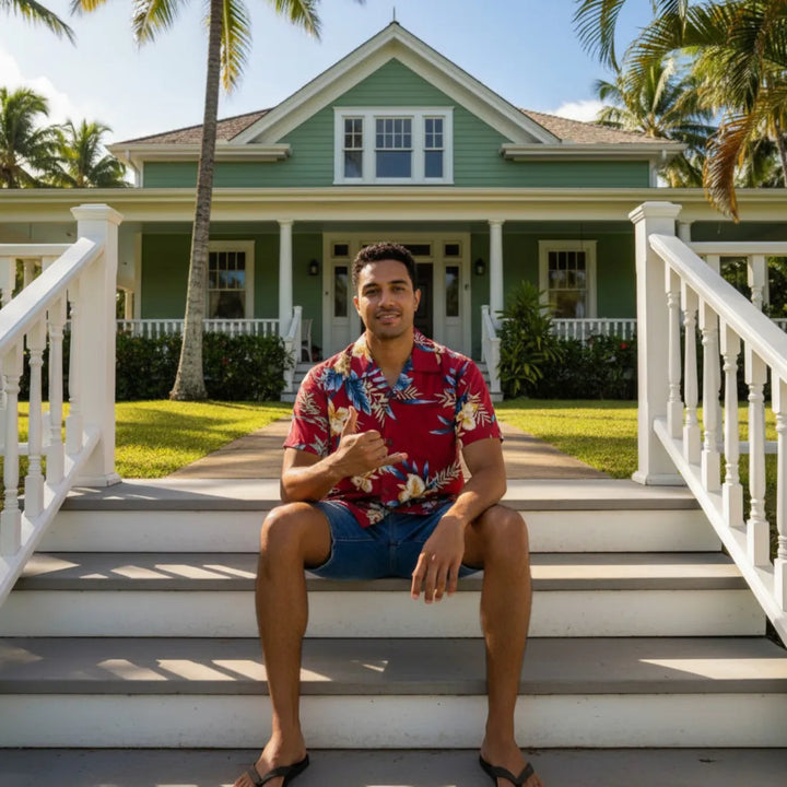 Midnight Maroon Hawaiian Rayon Shirt - Made in Hawaii