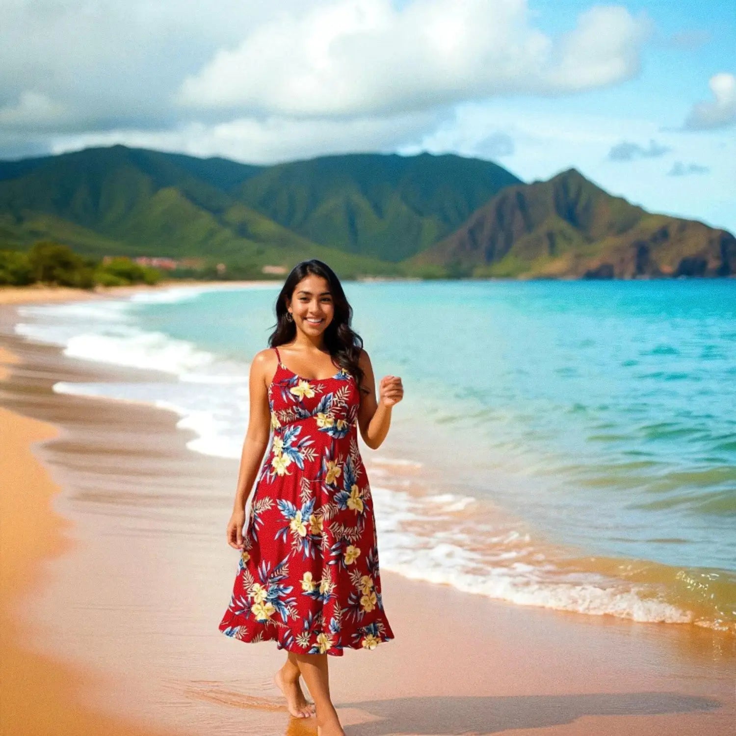 Midnight Maroon Kamalii Hawaiian Dress Made in Hawaii