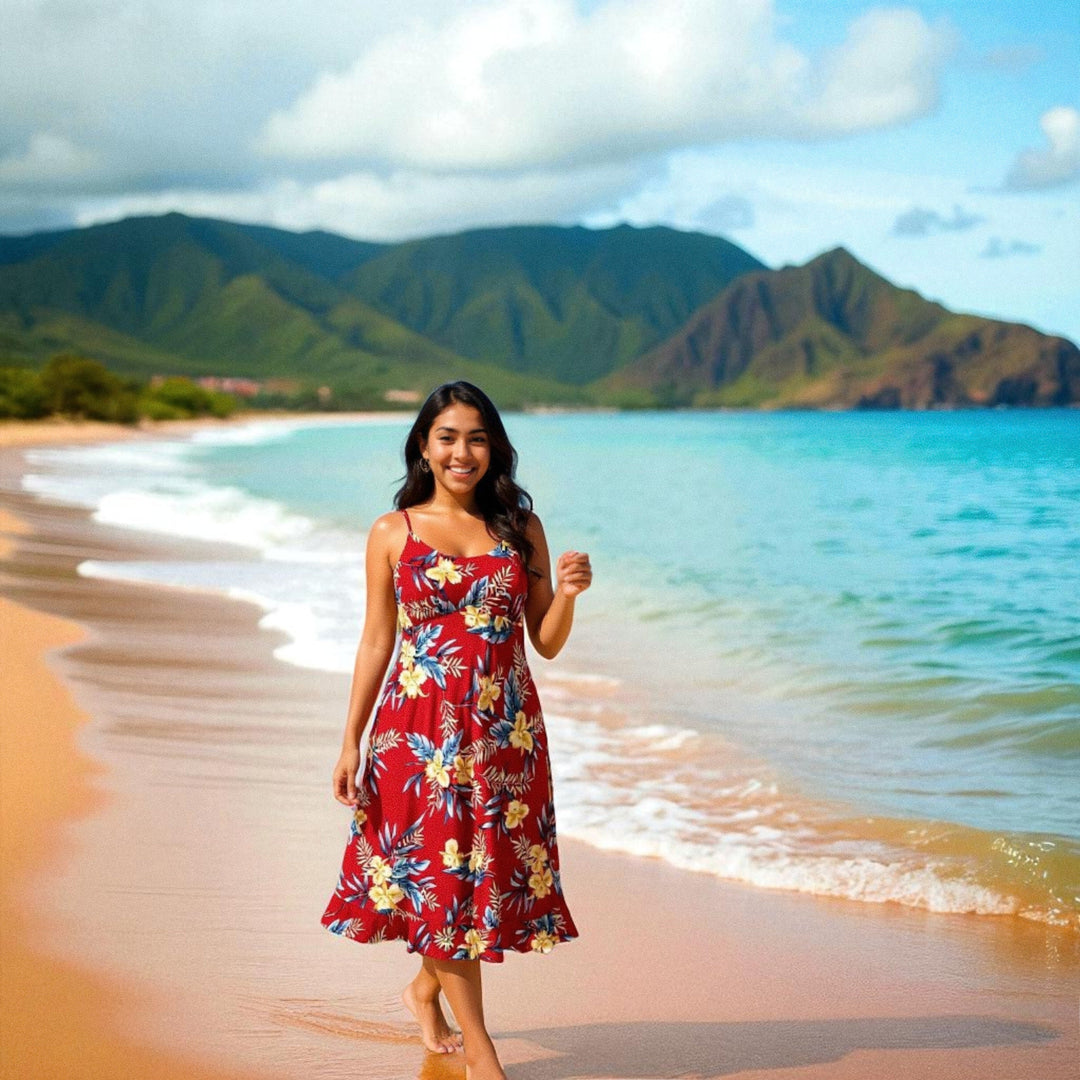 Midnight Maroon Kamalii Hawaiian Dress Made in Hawaii