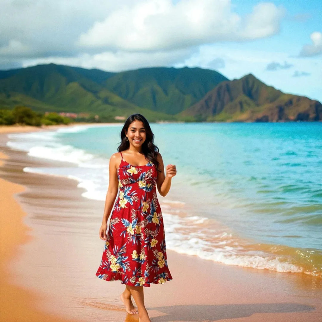 Midnight Maroon Kamalii Hawaiian Dress - Made in Hawaii