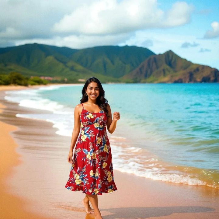 Midnight Maroon Kamalii Hawaiian Dress - Made in Hawaii