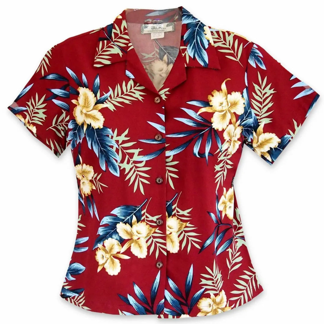 Midnight Maroon Lady’s Hawaiian Rayon Blouse - Made in Hawaii