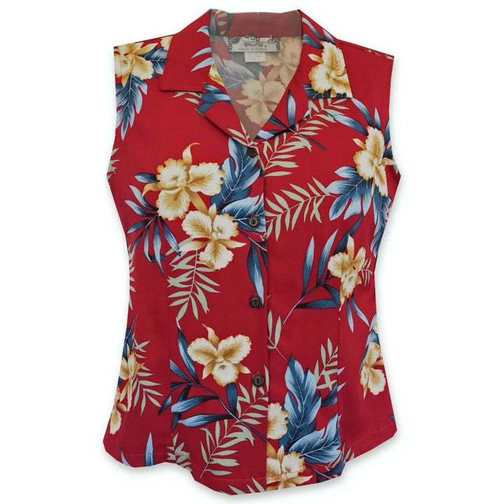 Midnight Maroon Lady’s Hawaiian Sleeveless Blouse - Made in Hawaii