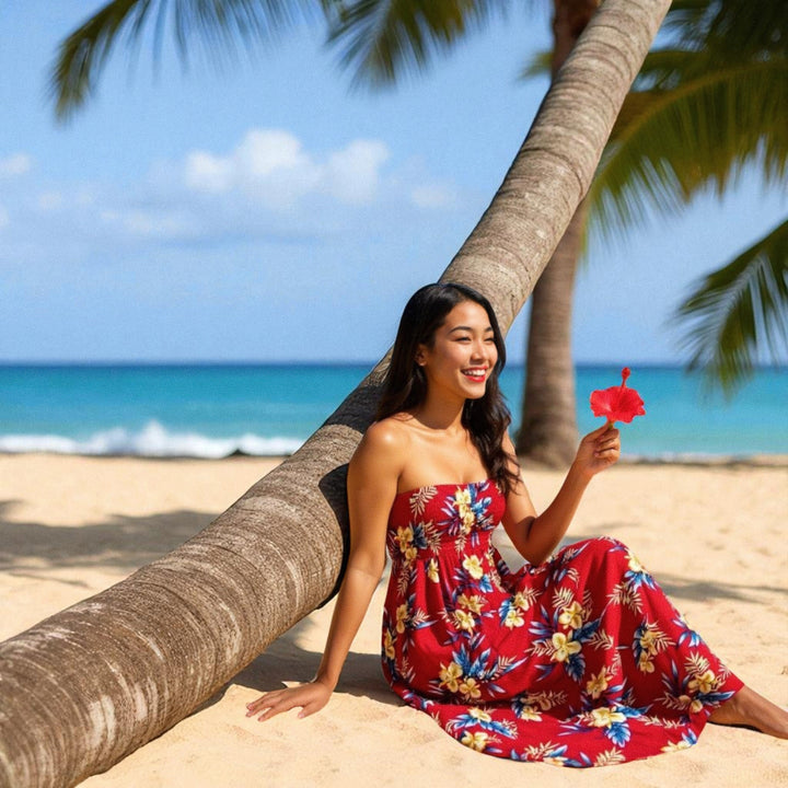Midnight Maroon Maxi Hawaiian Dress Made in Hawaii