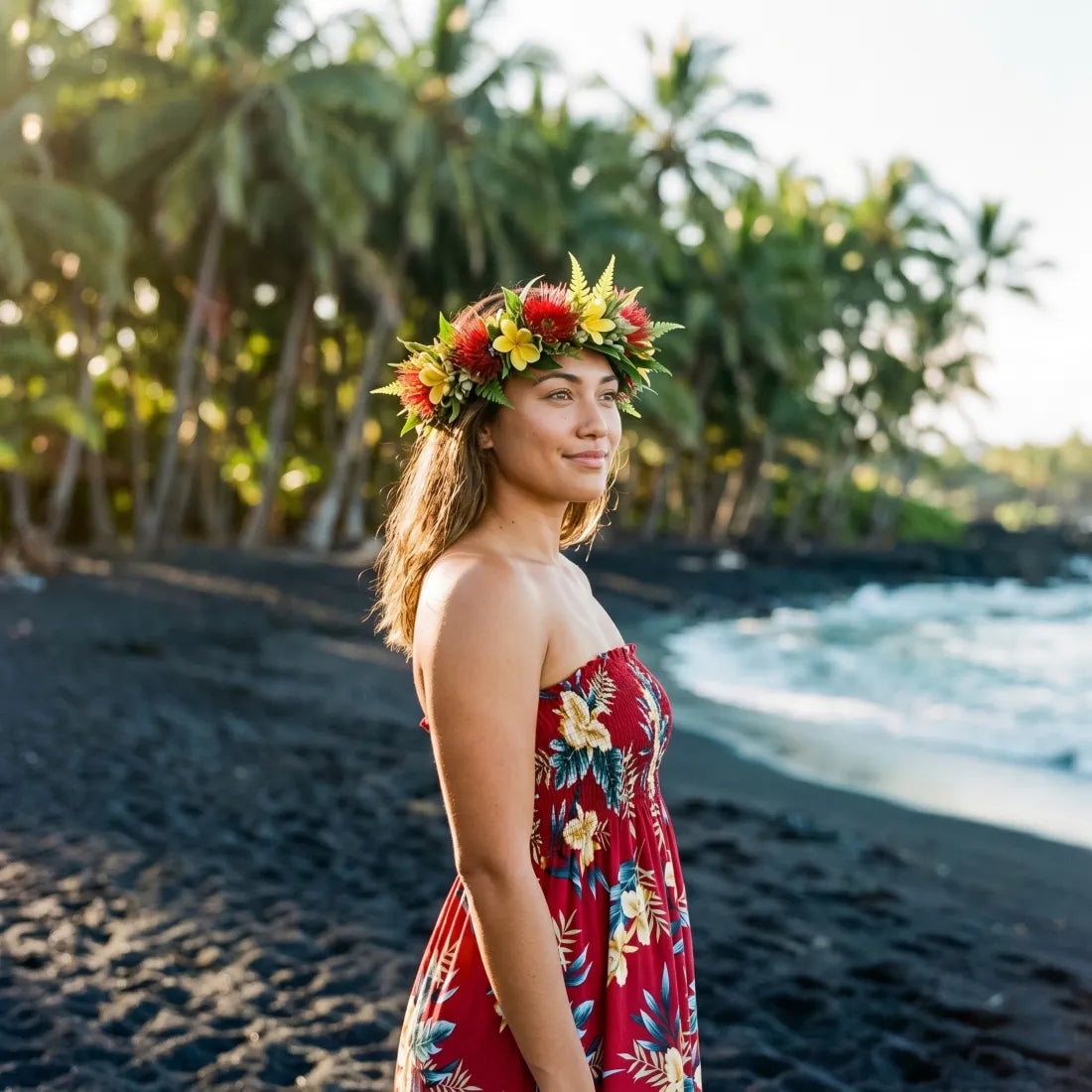 Midnight Maroon Moonkiss Hawaiian Dress Fit & Flare