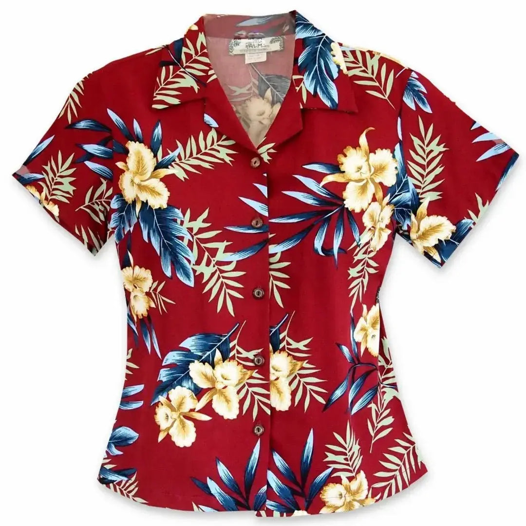 Midnight Maroon Women’s Hawaiian Rayon Shirt - Made in Hawaii