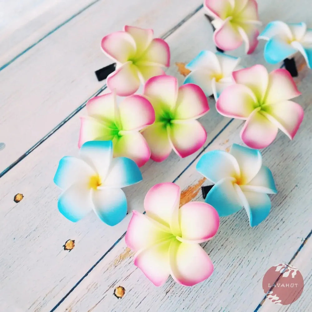 Mini Blue Lucky Plumeria Flower Hair Clip - Made in Hawaii