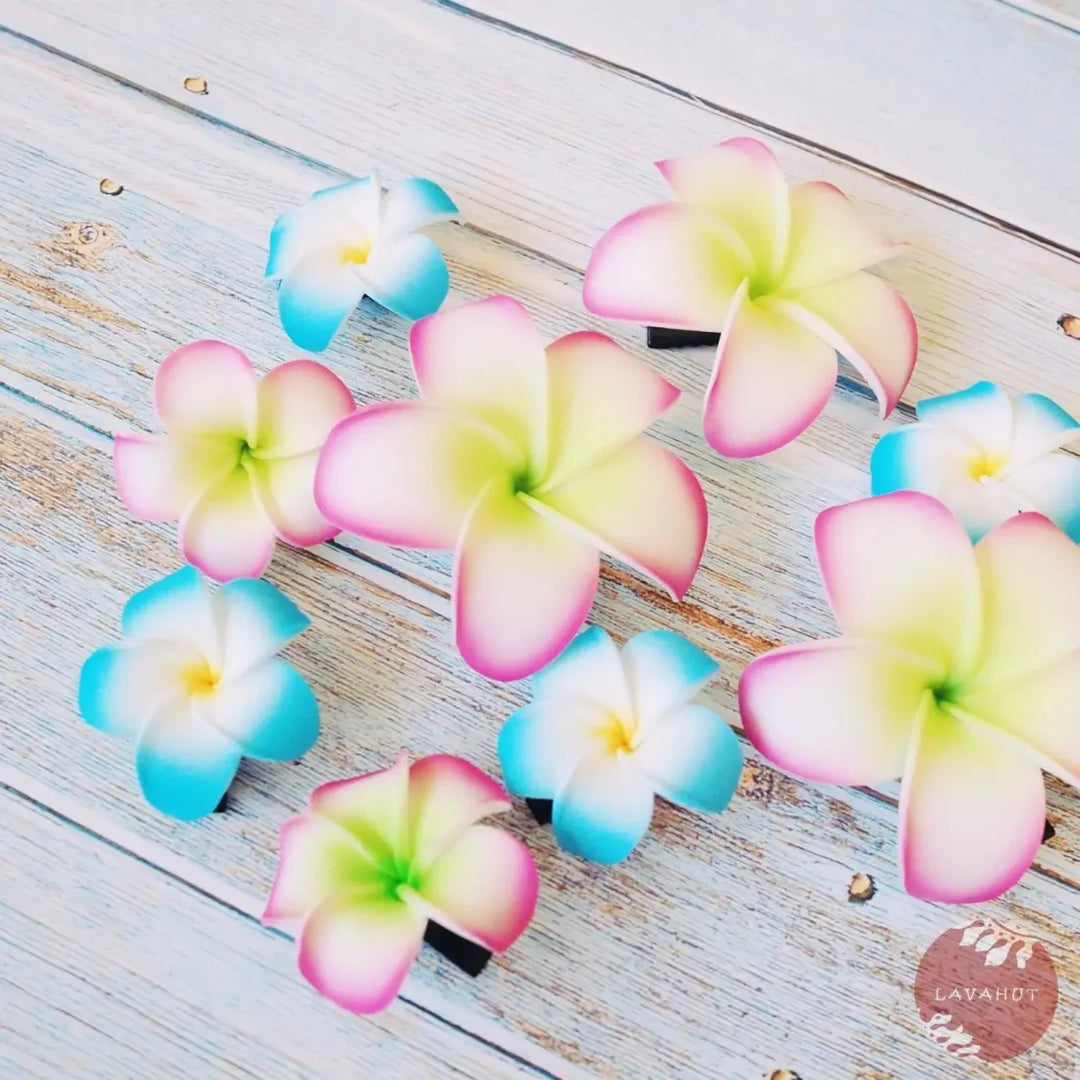 Mini Blue Lucky Plumeria Flower Hair Clip - Made in Hawaii