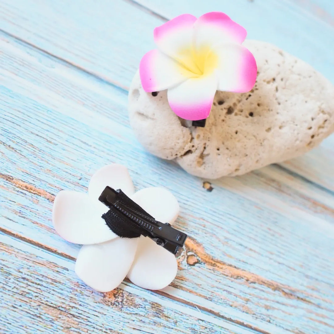 Mini Hot Pink Lucky Plumeria Flower Hair Clip - Made in Hawaii