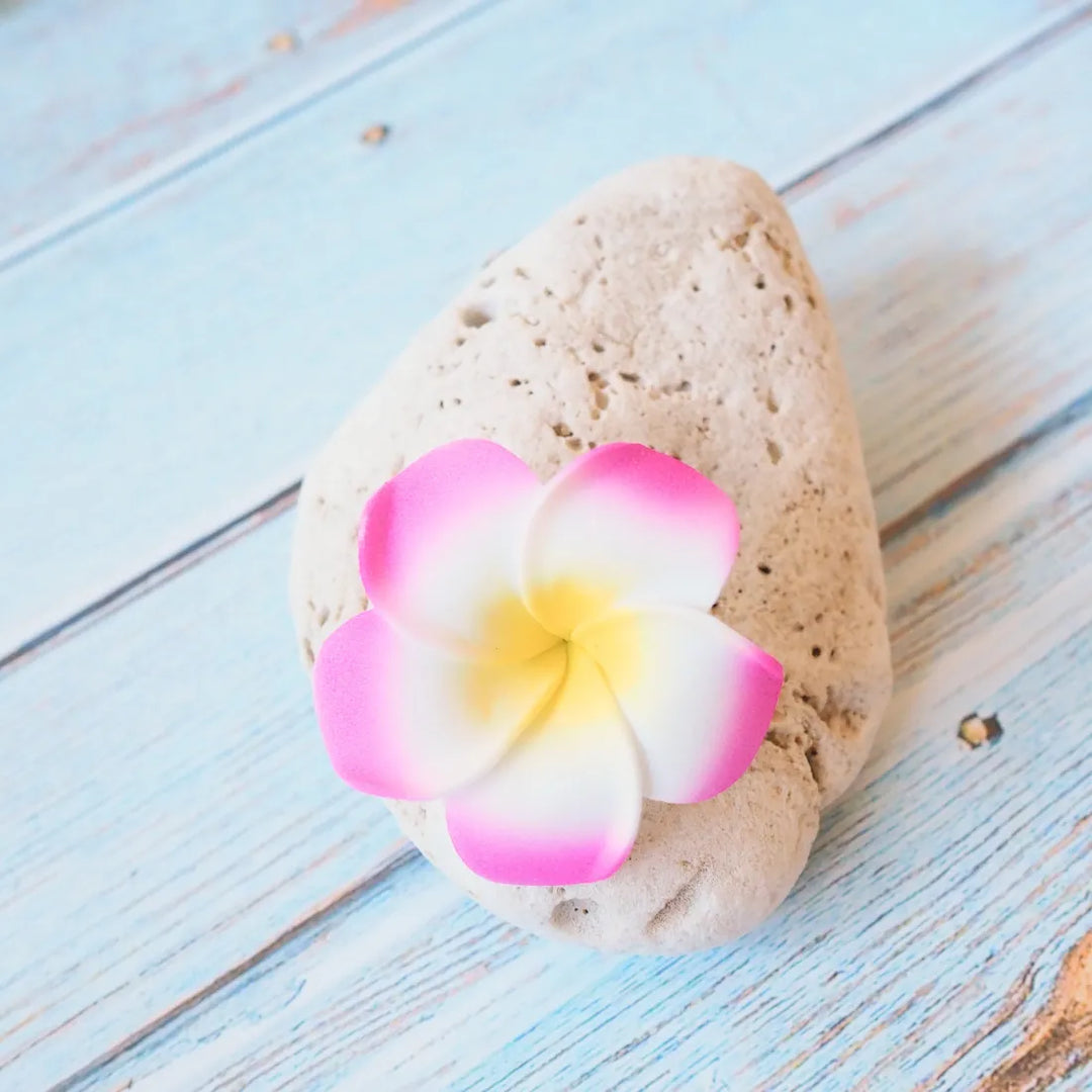 Mini Hot Pink Lucky Plumeria Flower Hair Clip - Made in Hawaii