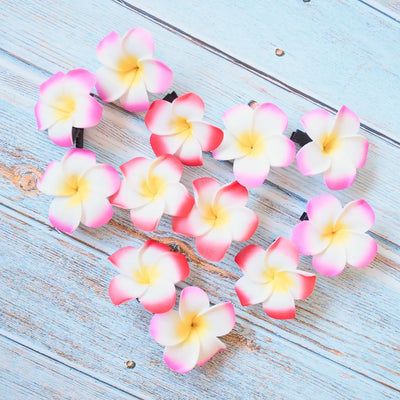 Mini Hot Pink Lucky Plumeria Flower Hair Clip - Made in Hawaii