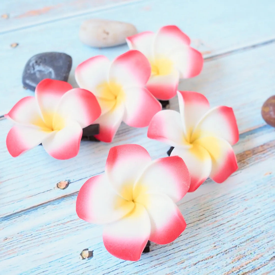 Mini Red Lucky Plumeria Flower Hair Clip - Made in Hawaii