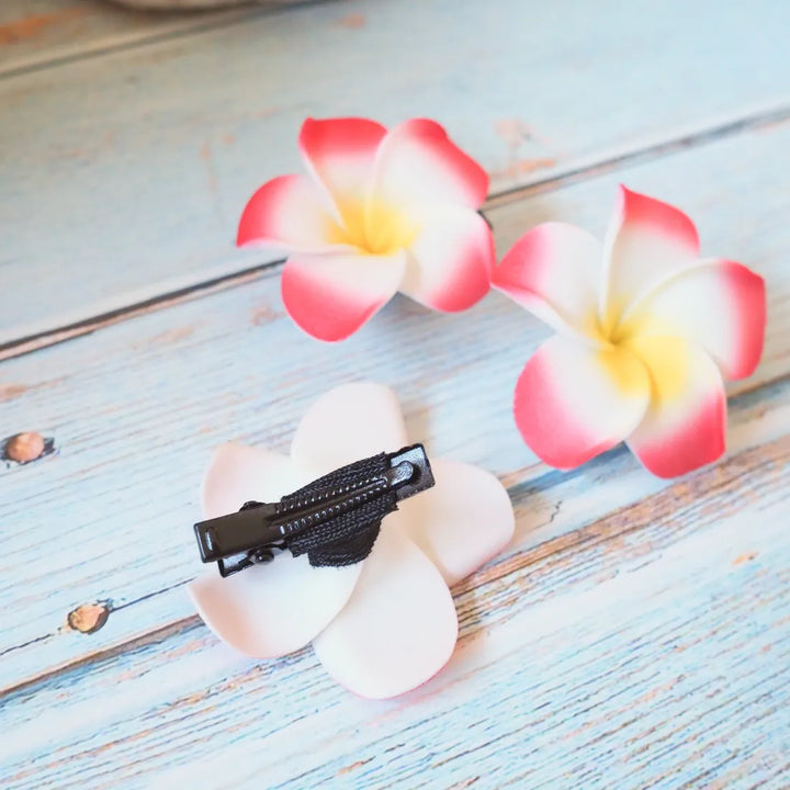 Mini Red Lucky Plumeria Flower Hair Clip - Made in Hawaii