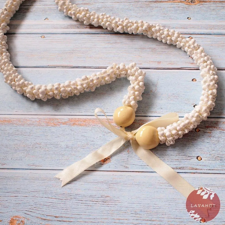 Mongo White Hawaiian Seashell Lei - Made in Hawaii