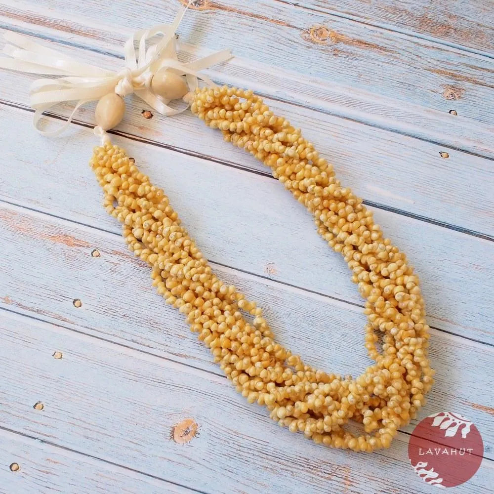 Mongo Yellow Hawaiian Seashell Lei - Made in Hawaii