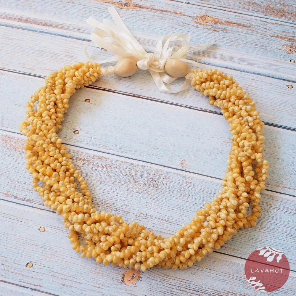 Mongo Yellow Hawaiian Seashell Lei - Made in Hawaii