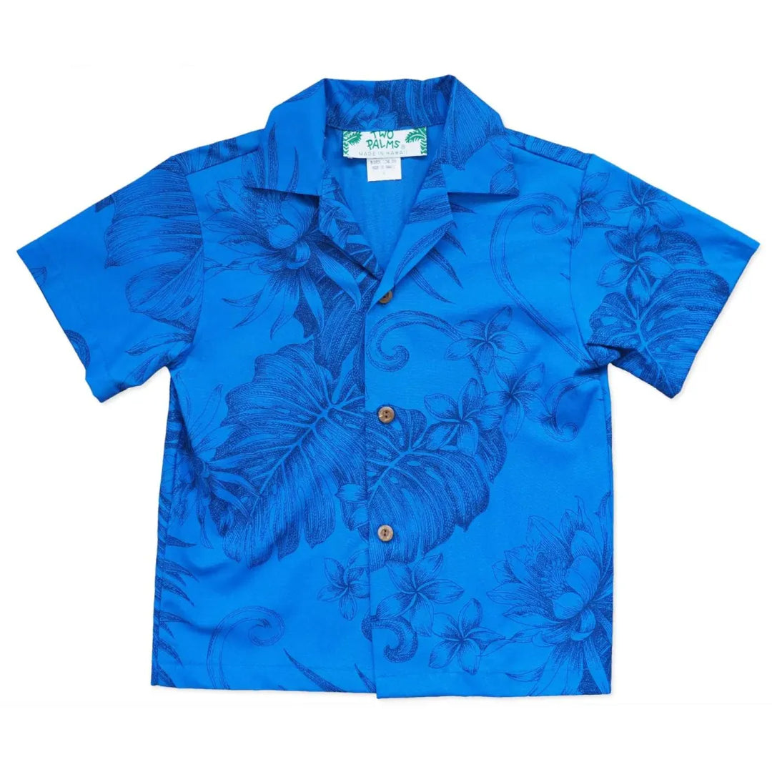 Monstera Cereus Blue Hawaiian Boy Shirt - Made in Hawaii