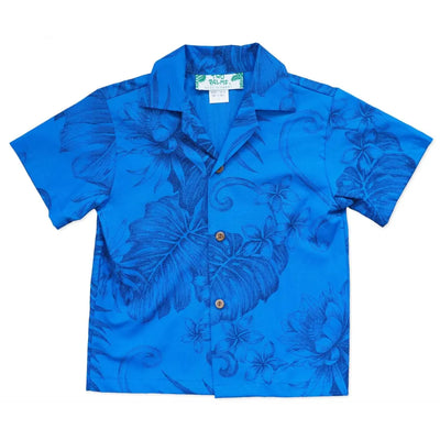 Monstera Cereus Blue Hawaiian Boy Shirt - Made In Hawaii