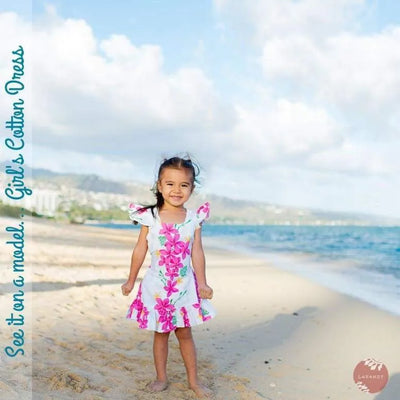 Monstera Cereus Blue Hawaiian Girl Cotton Dress - Made In Hawaii