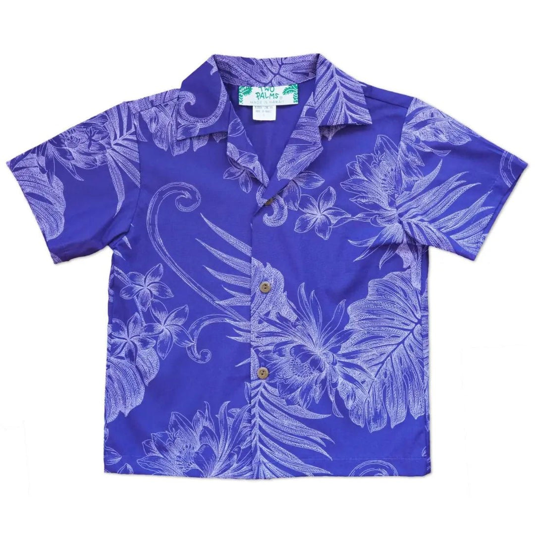 Monstera Cereus Purple Hawaiian Boy Shirt – Authentic Hawaiian Boy's Hawaiian Shirts by Lavahut