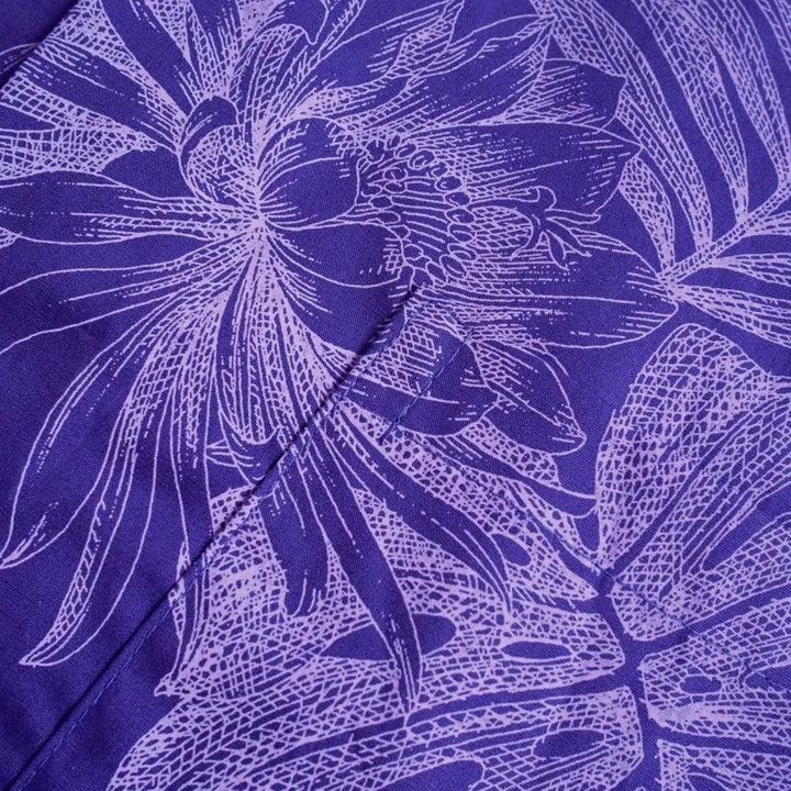 Monstera Cereus Purple Hawaiian Cotton Shirt - Made in Hawaii