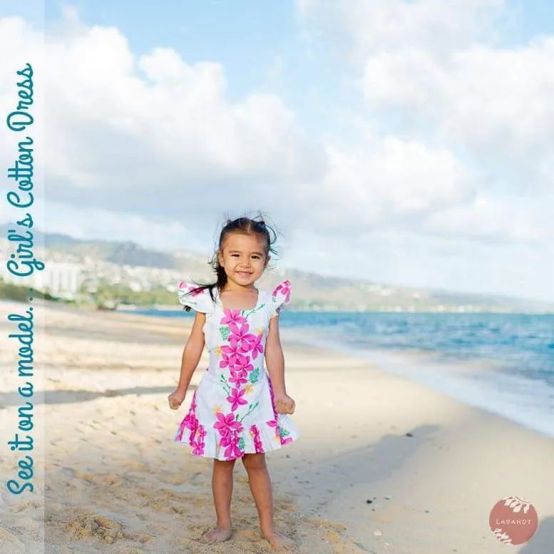 Monstera Cereus Purple Hawaiian Girl Cotton Dress - Made In Hawaii