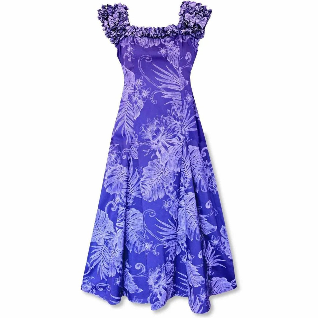 Monstera Cereus Purple Leilani Hawaiian Muumuu Dress – Authentic Hawaiian Women's Dress by Lavahut