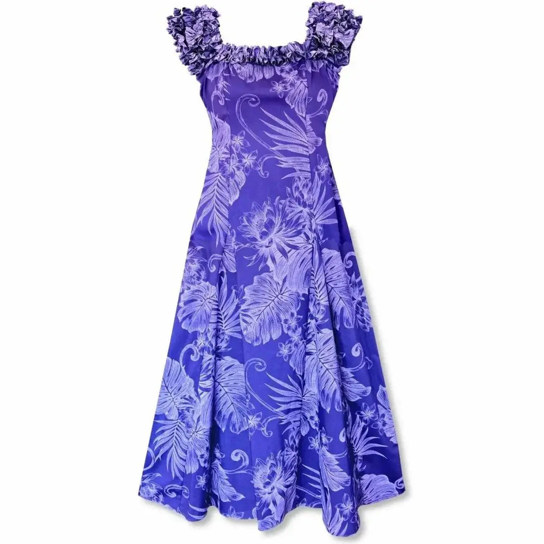 purple hawaiian dress Monstera Cereus Purple Leilani Floral Maxi Dress XL / Purple