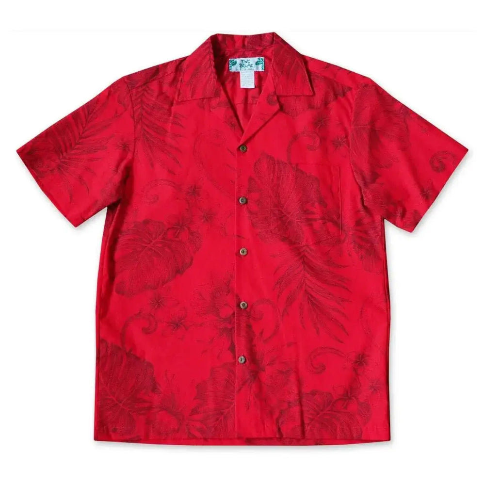Monstera Cereus Red Hawaiian Cotton Shirt Made in Hawaii