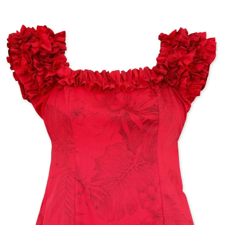 Monstera Cereus Red Leilani Hawaiian Muumuu Dress Made in Hawaii