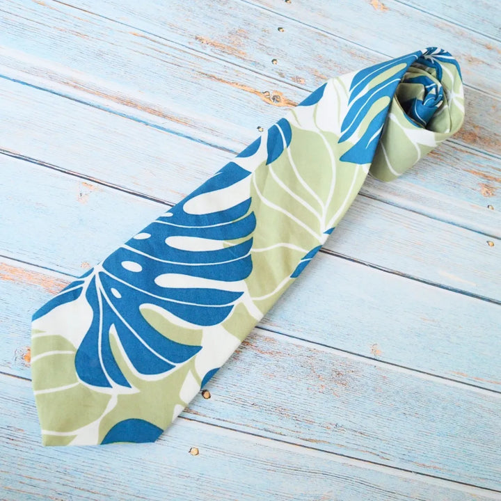 Monstera Oasis Cream Hawaiian Necktie - Made in Hawaii