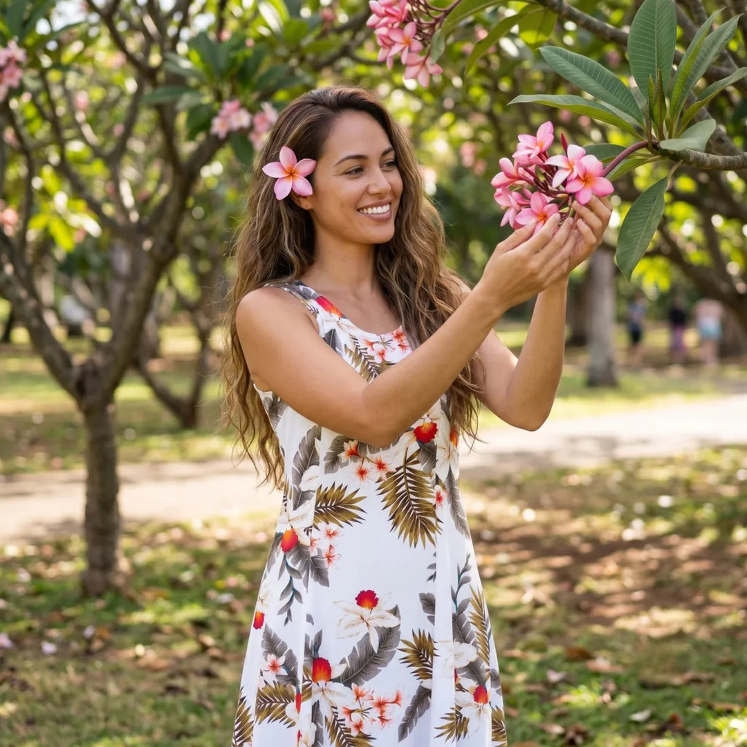 Moon White Darling Hawaiian Midi Dress - Made in Hawaii