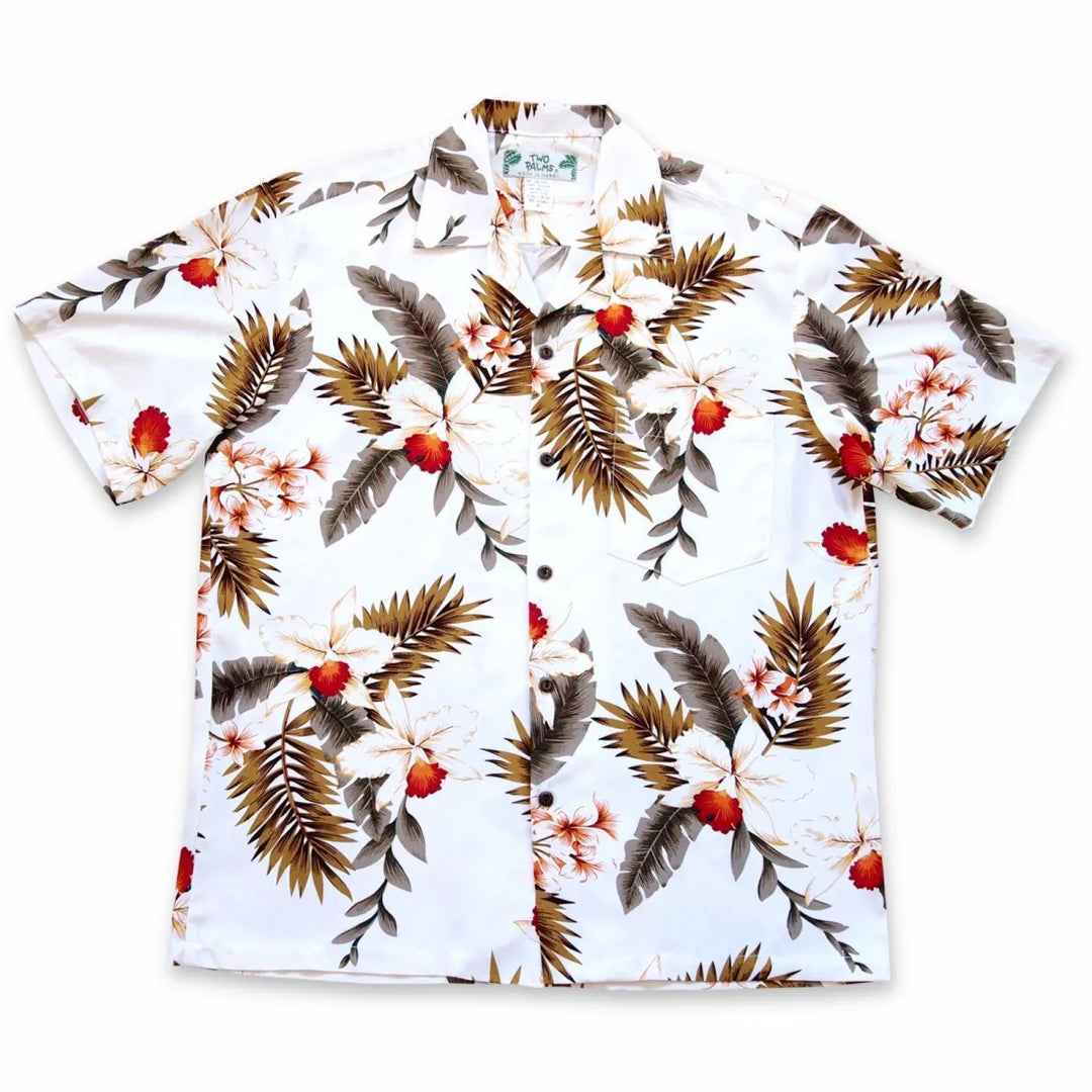 Moon White Hawaiian Rayon Shirt - Made in Hawaii