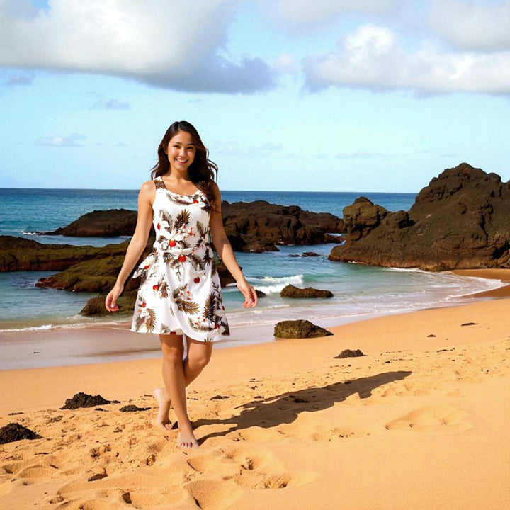 Moon White Honi Hawaiian Dress Made in Hawaii