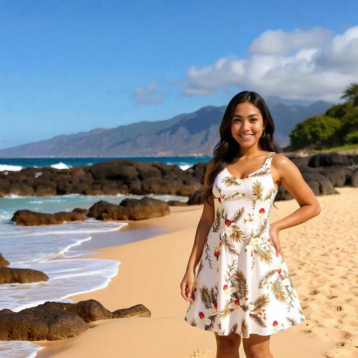 Moon White Molokini Hawaiian Dress - Made in Hawaii