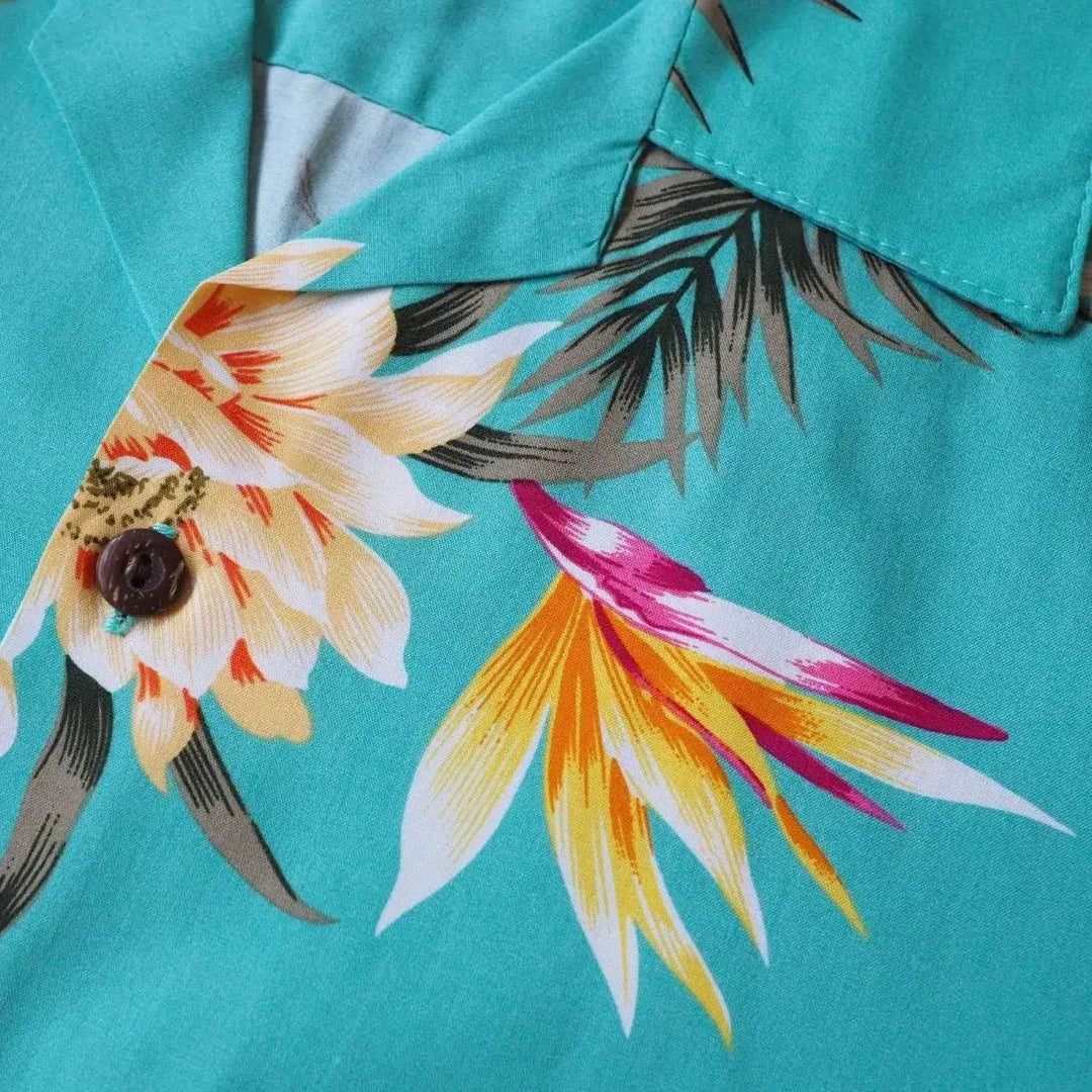 Mountain Green Hawaiian Rayon Shirt Made in Hawaii