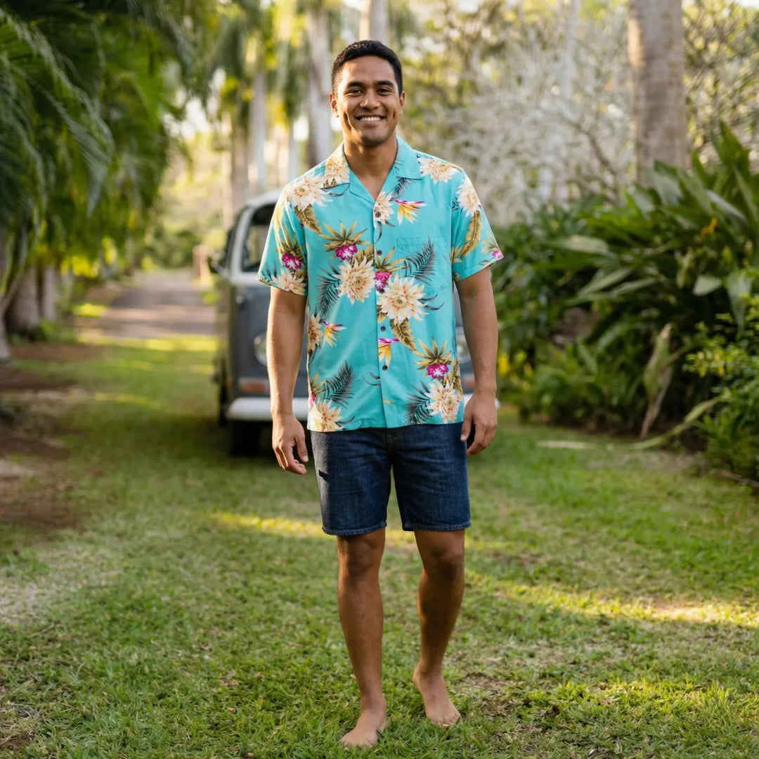 Mountain Green Hawaiian Rayon Shirt - Made in Hawaii