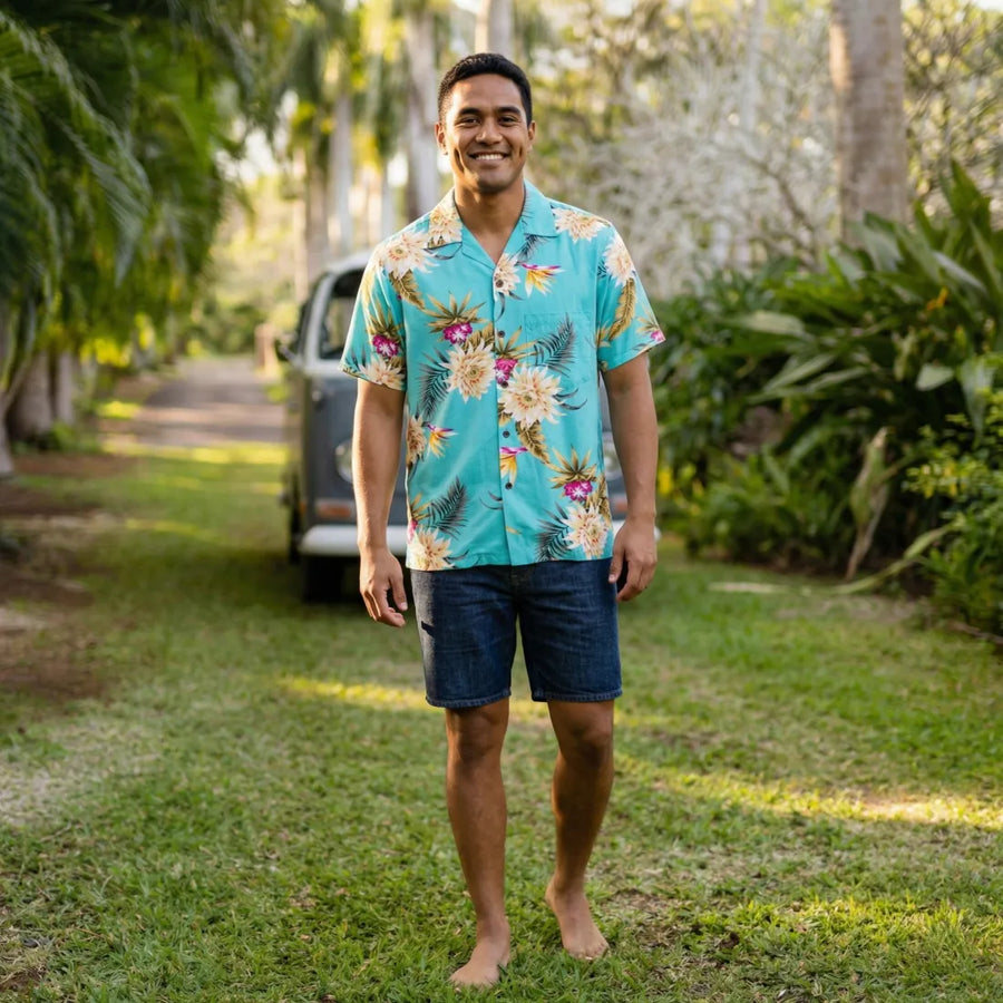 Mountain Green Hawaiian Rayon Shirt - Made in Hawaii