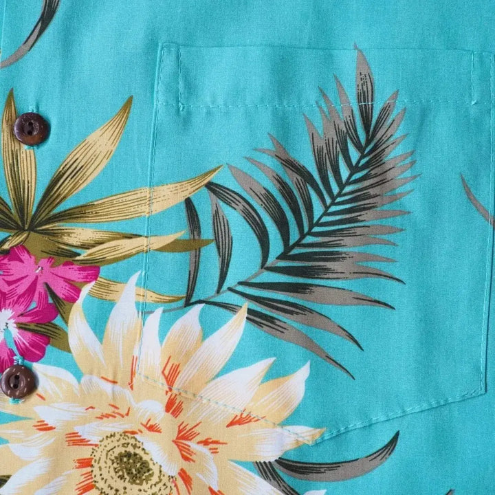 Mountain Green Hawaiian Rayon Shirt Made in Hawaii