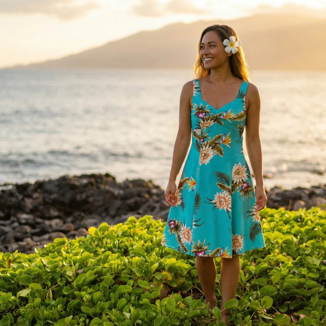 Mountain Green Molokini Hawaiian Dress - Made in Hawaii