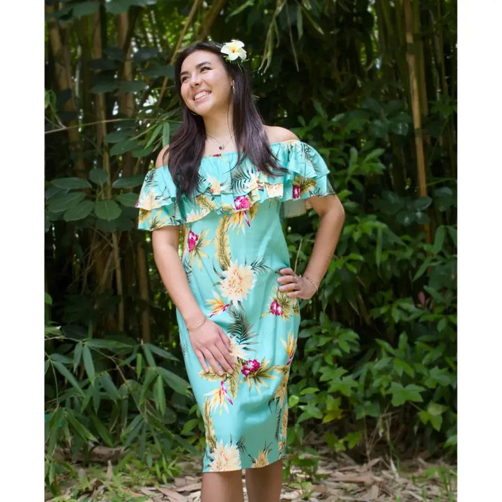 Mountain Green Rainbow Hawaiian Dress Made in Hawaii