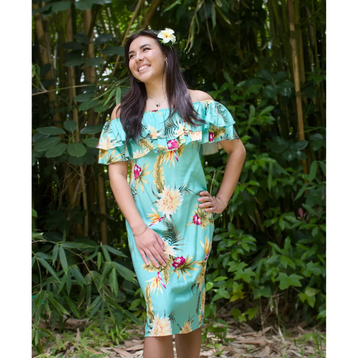 Mountain Green Rainbow Hawaiian Dress - Made in Hawaii